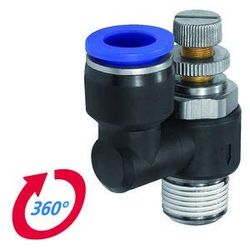 Valve anti-boulochage « Série bleue » - Droite - M5 A - Pour Schl.-Diamètre extérieur 6 mm - Distance de travail max. 10 bar - Plastique/MS vern.