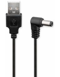 goobay 55158 DC Cable de alimentación, cable de alimentación, cable de conexión – USB macho a conector hueco CC 5,5 x 2,1 mm, 5 V, negro, 1 m