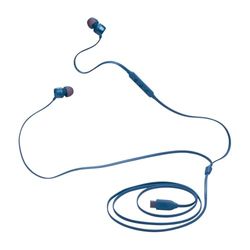 JBL Tune 310 C Auricolari In-Ear ad Alta Risoluzione Audio, con Cavo Piatto Antigroviglio, Comando a 3 Tasti Bassi Profondi, JBL Pure Bass, Blu