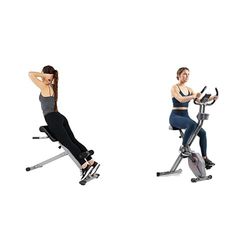 Sunny Health and Fitness 45 Degree Hyperextension Roman Chair, Steel, Grey, One Size SF-BH6629 + Smart Folding X-Bike, Portable Compact Exercise Bike, 14-Level Magnetic Resistance