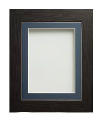 Frame Company Watson Black Picture Photo Frame fitted with Perspex, 9x7 inch with Blue Mount for image size 6x4 inch