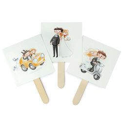 Mopec WA4 Pack de 24 Abanicos Novios Pop & Fun Boda 3 Modelos Surtidos, Multicolor, Normal