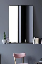 MirrorOutlet The Artus - Zwarte moderne aluminium randspiegel 35" X 24" (90CM X 60CM) zilver spiegelglas