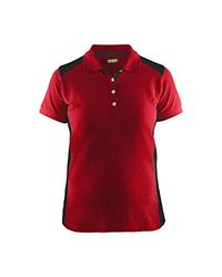 Poloshirt voor dames, XX-Large, rood/zwart.