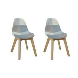 THE HOME DECO FACTORY HD6747 Chaise Patchwork Enfant, Polypropylène, Bleu, 39 x 57,8 x 31