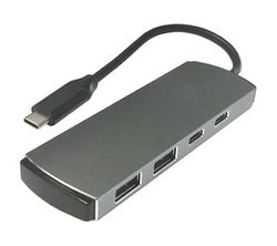 Hub USB Tipo C con 4 Salidas: 2X Tipo C y 2X USB-A, Ideal para conectar múltiples Dispositivos y Cargar simultáneamente.