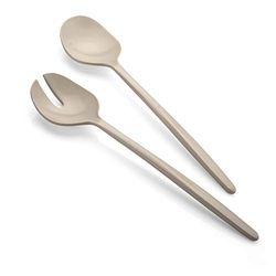 Guzzini - Tierra, Couverts à Salade en Plastique Recyclé - Gris Colombe, 30 cm - 106101158
