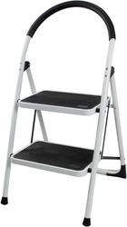 Tabouret d'escalier – Deux marches, Acier Robuste, Base en Caoutchouc antidérapante, idéal pour Atteindre des endroits Hauts