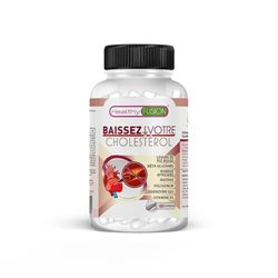 Healthy Fusion, Baissez Votre Cholestérol | Complément Naturel avec Riz Rouge Fermenté, CoQ10, Vitamine D et Extraits Végétaux | 60 Gélules, 2 Mois