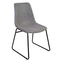 ZONS Lot DE 4 Cholo CHAISES en PU Gris ET EMPIETEMENT en Metal Noir, Large