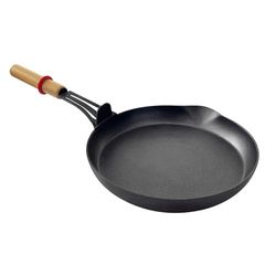 LAGRANGE Large Round Raclette Pan with Wooden Handle