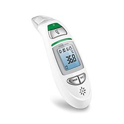 medisana TM 750 digitale 6-in-1 koortsthermometer, oorthermometer voor baby's, kinderen en volwassenen, voorhoofdthermometer met visueel koortsalarm, geheugenfunctie en meting van vloeistoffen