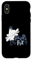 Custodia per iPhone X/XS Moomin Pappa Can Fix It Testo Blu