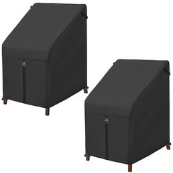 Porch Shield Lot de 2 housses de chaise empilables pour patio – Imperméables – 68,6 x 83,3 x 117,8 cm (l x P x H) – Noir