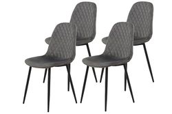 Apollo 4er Set MIRA Silla de Comedor, Tela de Terciopelo, Gris, 4 Unidades