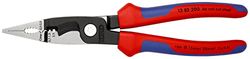 Knipex Alicate para instalaciones eléctricas negro atramentado, con fundas multicomponentes 200 mm (cartulina autoservicio/blíster) 13 82 200 SB