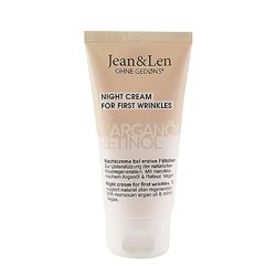 Jean & Len Crème de nuit régénératrice à l'huile d'argan & au rétinol, pour les premières rides, favorise la régénération naturelle de la peau, sans parabènes ni silicones, végétalien, 50ml