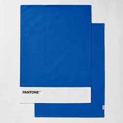 SWEET HOME Pantone™ Set of 2 Tea Towels 50 x 70 cm 100% Cotton 220 g 1 Plain with Logo and 1 Honeycomb Design 2 Pieces Blue