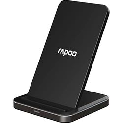 Rapoo - Soporte de Carga inalámbrica para teléfono, con certificación Qi para iOS y Android, para Usar Mientras se Carga, con protección contra sobrecalentamiento de la batería, XC220, en Negro