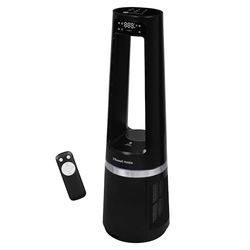 Russell Hobbs Quiet Bladeless Tower Fan & Heater with Remote Control, Touch Control, 85cm Tall, 12 Speed Settings, 12 Hour Adjustable Timer, Oscillating 2kW, Black, 2 Year Guarantee RHBLDL25B
