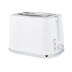 GEEPAS 2 Slice Toaster | 7 Browning Levels Cancel Defrost Reheat | For Thin Small Bread Slice, Removable Crumb Tray Cool Touch Housing High Lift | Space-Saving Design | 2 Yr Warranty 900W White Opus