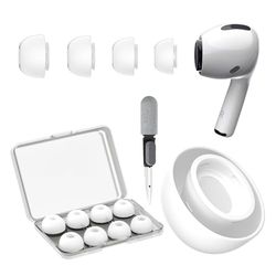 YISH Embouts pour Airpods Pro/Airpods Pro 2：4 Paires Embout Ecouteur avec Trou Réduction de Bruit, Boîte de Rangement, Stylo de Nettoyage (XS/S/M/L)