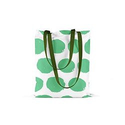 Bonamaison, 100% Algodón Bolso De Mano Impreso, Bolso de la Compra Reutilizable, Bolso De Compras, Ecológico, Plegable, Bolso de Tela de Lona con Asas Verdes, 34X40 Cm - Fabricado en Turquía