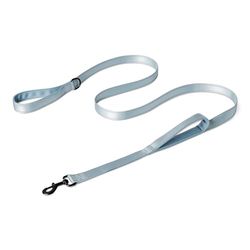 Amazon Basics - Correa para Perro con Asas Acolchadas Dobles y Anillo en D, 120 cm, Negro/Naranja