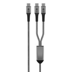goobay Cavo di ricarica USB-C 1,5 m - Cavo di ricarica rapida USB-C con diramazione a Y, 60W Power Delivery, per laptop, tablet, smartphone, flessibile, 75739