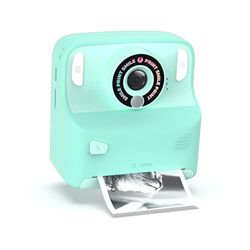 WONDEE - Mob Cámara Fotos y Vídeos Infantil Instantánea Azul para Niños y Niñas con Modo Selfie, Flash y Zoom, 5 Juegos Infantiles, Grabación Vídeos, Música... Rollos de Papel, Rotuladores, Pegatinas