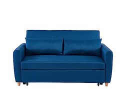 BAÏTA Sofá Recto Convertible de 3 plazas, Tela, Azul Ocuro, 160 x 90 x 89 cm