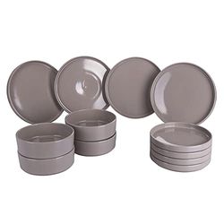 Gourmet Grey servies 12-delig van aardewerk, 4-zits