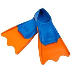 Flipper SwimSafe 1112 - Pinne da nuoto Ducki Fins per bambini in blu-arancio, misura 24 - 26, zampe d'anatra in gomma naturale, come ausilio al nuoto