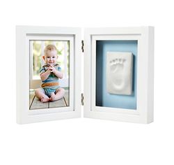 Pearhead Babyprints Newborn baby handprint en voetafdruk bureau fotolijst & impressie kit, uitstekend moederdag, Baptism of Christening Gift, White