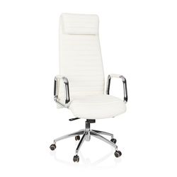 hjh OFFICE 600902 Cadeira de escritório giratória ASPERA 20 couro creme, poltrona alta gama, cadeira de encosto alto