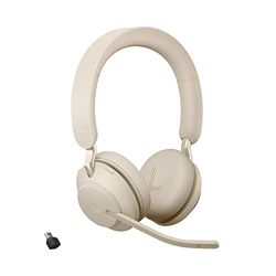 Jabra Evolve2 65 PC Cuffie Wireless, Cuffie On ear certificate UC, Tutte le piattaforme, Dongle USB-C, Colore Beige, Stereo