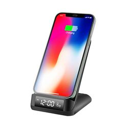 Ksix Qick Wireless Charger/Allarm Clock - 15 W, colore: Nero
