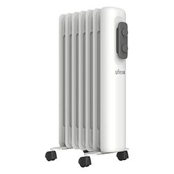 Ufesa RD1500A Draagbare olie-add-olie-radiator, 1500 W, 7 elementen, slank ontwerp, instelbare thermostaat, 3 temperatuurniveaus, veiligheidssysteem, anti-kantelen, wit