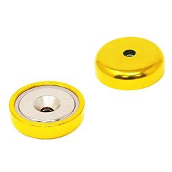 Gold A Type Neodymium Pot Magnet for Arts, Crafts, Model Making, DIY, Hobbies, Office, and Home - 32mm dia - Pack of 80