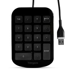 Targus Teclado numérico com cabo, teclado mecânico ultrafino com 18 teclas côncavas, teclado numérico USB para computadores portáteis, PC, Surface Pro Notebook - modelo AKP10EU