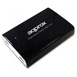 Approx APPPB78EVBK - Caricabatterie universale con batteria esterna da 7800 mAh, colore: Nero