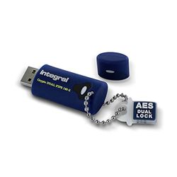 Integral Pen drive de 64 GB Crypto-140-2 256-Bit - Pendrive com senha dupla - memória USB FIPS 197, proteção ataques por força bruta, impermeável com três camadas XTS-AES