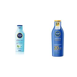 NIVEA SUN After Sun Moisturising Soothing Lotion (400 ml), Cooling Moisturiser, Naturally Soothing After Sun Care with 24-Hour Effectiveness & SUN Protect & Moisture Sun Lotion SPF20 (200 ml)