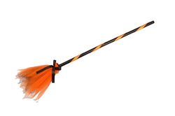 Witch Broom for disguise (85cm, detachable) with two-tone tulle, orange/black