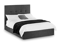 Julian Bowen Sorrento Ottoman Storage 135cm Double Bed-Slate Linen, Fabric