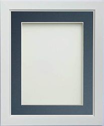 Frame Company Ainsworth Range White A4 Picture Photo Frame with Blue Mount for Image 9x6 inch * Choice of Sizes* Fitted with Real Glass