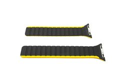 System-S Bracelet 38, 40, 41 mm, en silicone flexible, magnétique, compatible avec Apple Watch Smartwatch - Noir et jaune, noir/jaune, Eine Grösse, Classique
