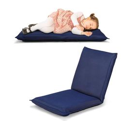 FANTASK Sedia da pavimento con schienale regolabile a 6 livelli, poltrona da gioco, imbottita, divano da meditazione, divano da pavimento, sedia da finestra, sedia da meditazione (blu marino)