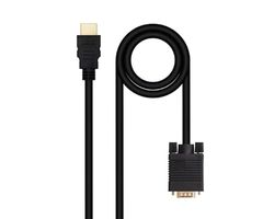 Watio Wave Converter, HDMI naar VGA, 1,8 m, compatibel met HDMI-apparaten, zwarte kabel, ideaal voor het aansluiten van projectoren en monitoren