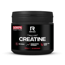 Reflex Nutrition Creapure® Creatine Monohydrate Powder Unflavoured - 100% Creatine for Strength, Muscle Gains & Recovery - No Fillers or Additives - 250g (Vegan Creatine 5g per Serving, 50 Servings)